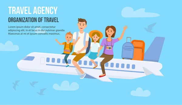 Traveling Family on Vacation. Vector Illustration. — Stock Vector