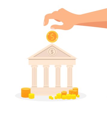Mevduat, Bankacılık Sistemi Düz Vektör İllüstrasyon