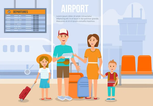 Traveling Family on Vacation. Vector Illustration. — Stock Vector