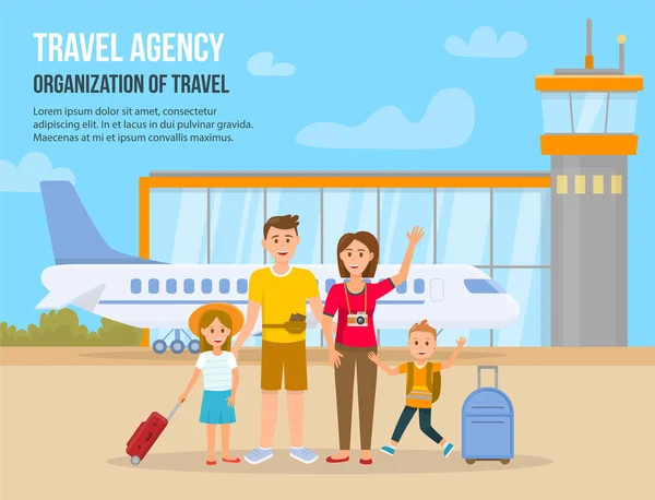 Traveling Family on Vacation. Vector Illustration. — Stock Vector