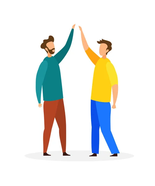 Freunde geben High Five Flat Vektor Illustration — Stockvektor