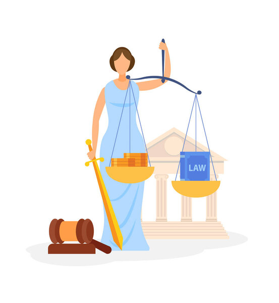 World Famous Law Symbol Color Vector Illustration