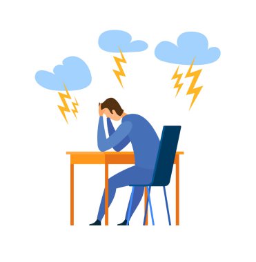 Tükenmişlik, Yaşam Sorunu Düz Vektör İllüstrasyon