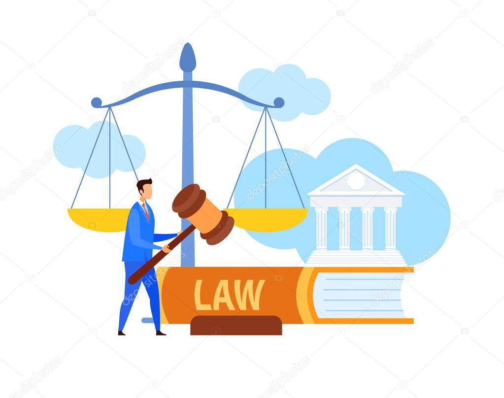 Lawyer, Legal Advisor Holding Gavel Flat Character