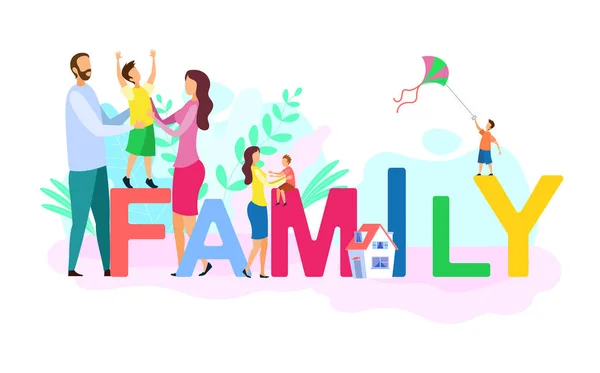 Familia Relación Colorido Palabra Concepto Banner — Vector de stock