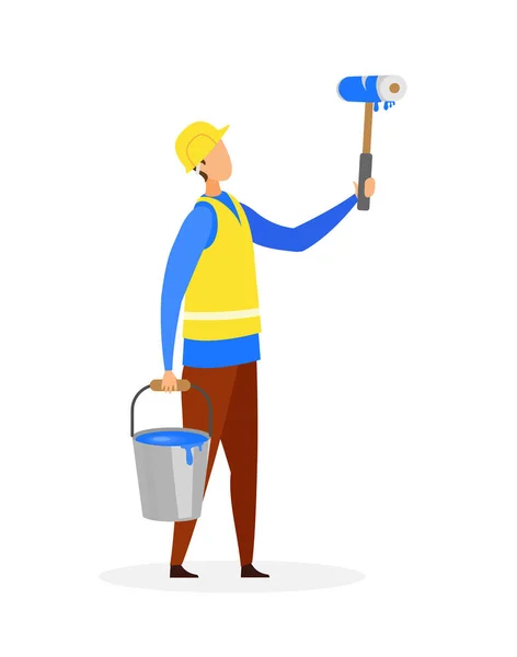 Handyman, parede pintor plana Vector Ilustração — Vetor de Stock