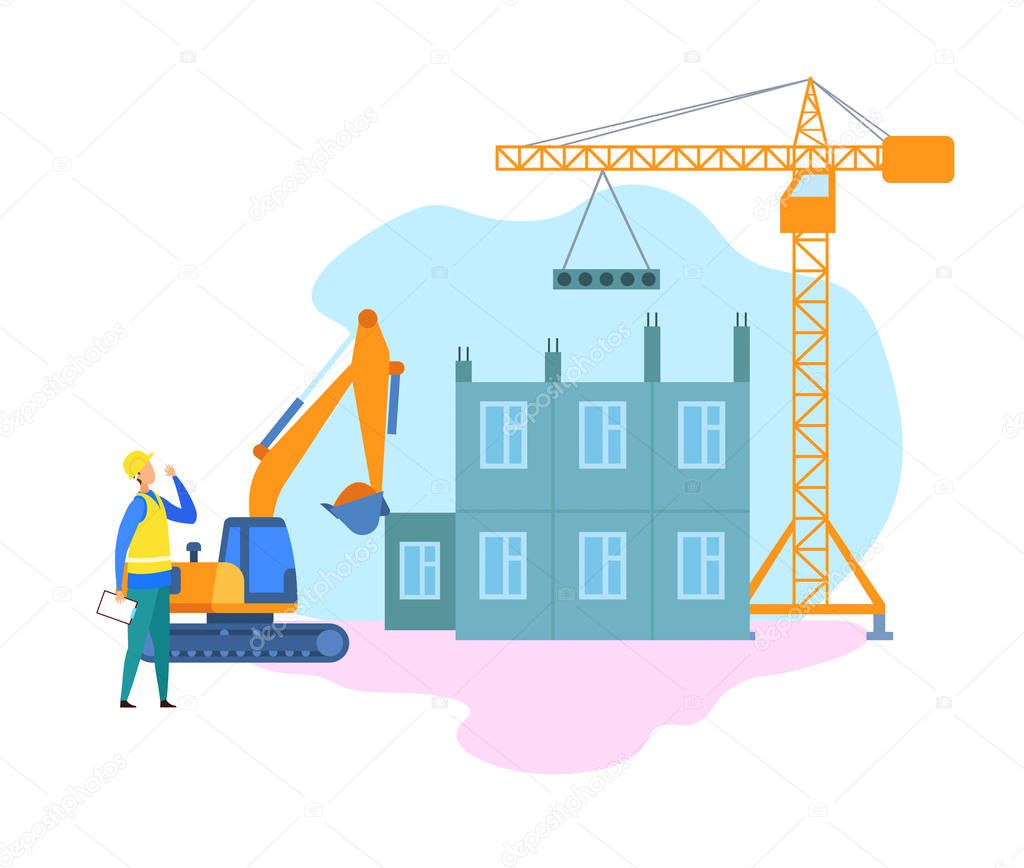 Building Industry, Construction Site Illustration