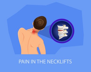 Necklifts'te ağrı. Vektör İllüstrasyonu.