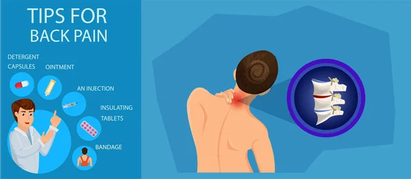 Tips for Back Pain. Vector Illustration.
