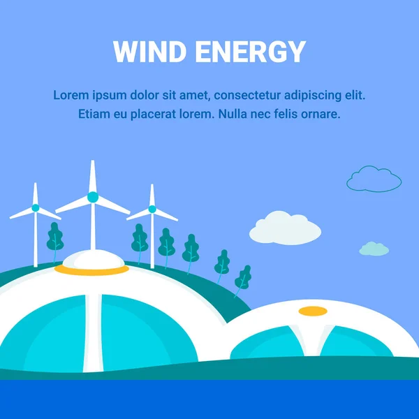 Schone wind energie platte vector banner sjabloon — Stockvector