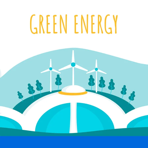 Groene elektriciteitsproductie platte banner sjabloon — Stockvector