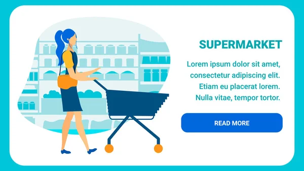 Online supermarkt platte landing page template — Stockvector