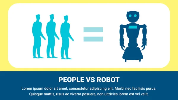 Robot Sustitución de trabajadores humanos Plantilla de bandera plana — Archivo Imágenes Vectoriales