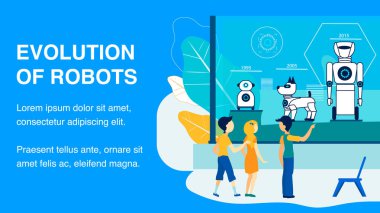 Cyber Museum Flat Banner Şablonu Çocuklar