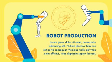 Robot Üretim Fabrikası Düz Banner Şablonu