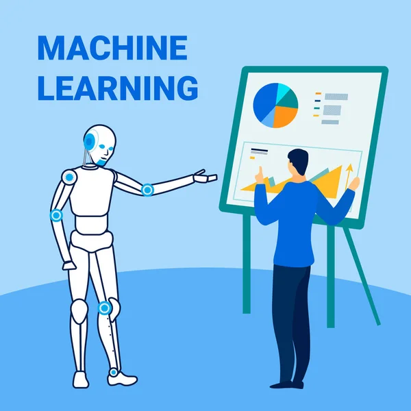 機械学習技術フラットバナーテンプレート — ストックベクタ