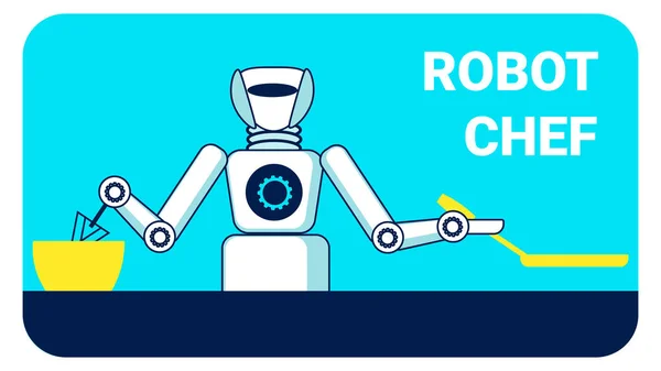Robot Chef reklama banner płaski wektor szablon — Wektor stockowy