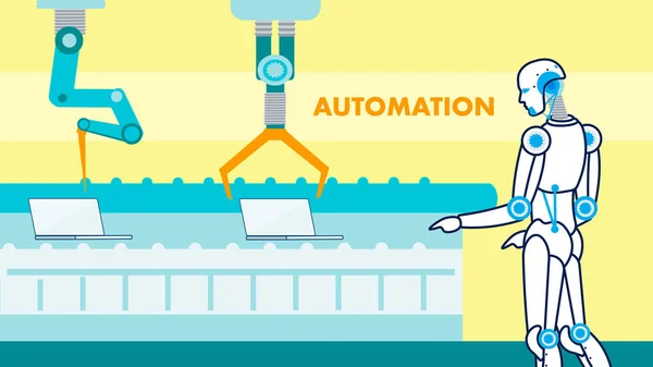 Modèle de bannière plate d'automatisation de fabrication — Image vectorielle