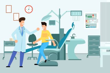 İç Diş Hekimleri Ofisi Vektör İllüstrasyon.