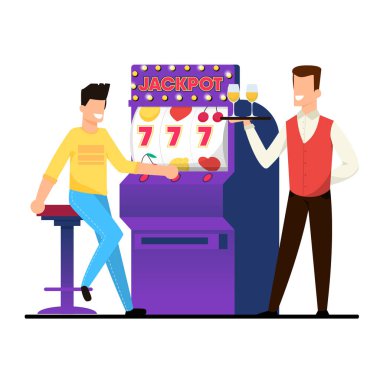Casino Slot Makinesi Vektör İllüstrasyon Jackpot
