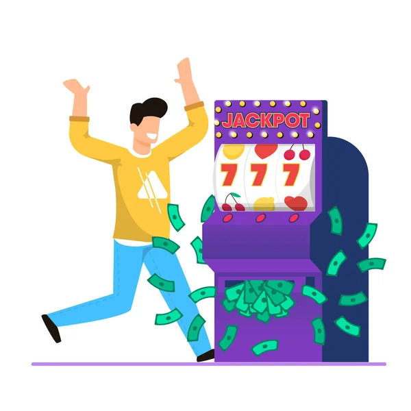 Big Win in Casino Slot Machine Cartoon Vector. — Stock Vector