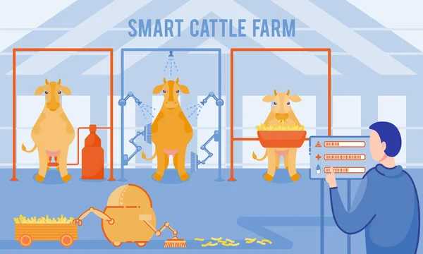 Beschriftung Smart Rinderfarm Vektor Illustration. — Stockvektor