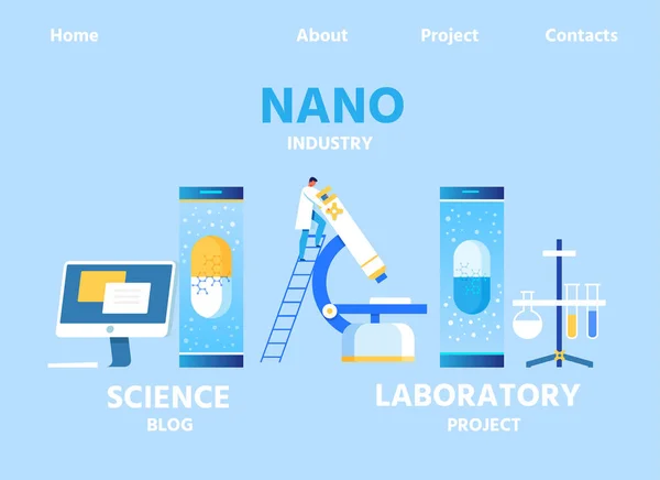 Nano ipari céloldal a blog és Lab Center — Stock Vector