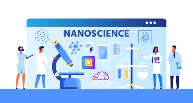 Nanoscience Advertising Metaphor Cartoon Banner clipart