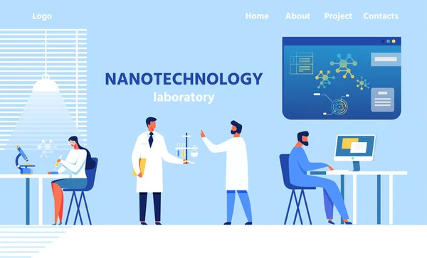 Modern Nanoteknoloji Laboratuvarı Açılış Sayfası — Stok Vektör