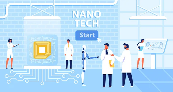 Cartoon banner do prezentacji nano Tech Lab — Wektor stockowy