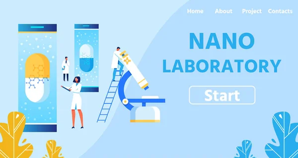 Nano laboratorium med modern utrustning landningssida — Stock vektor