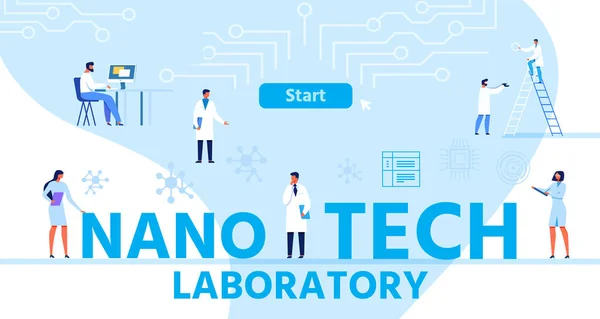 Skrift banner främja nano Tech Laboratory — Stock vektor