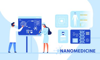 Nanomedicine Infographic Research Cartoon Banner clipart