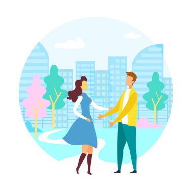 Green City Park Karikatür Yürüyüş Love Çift