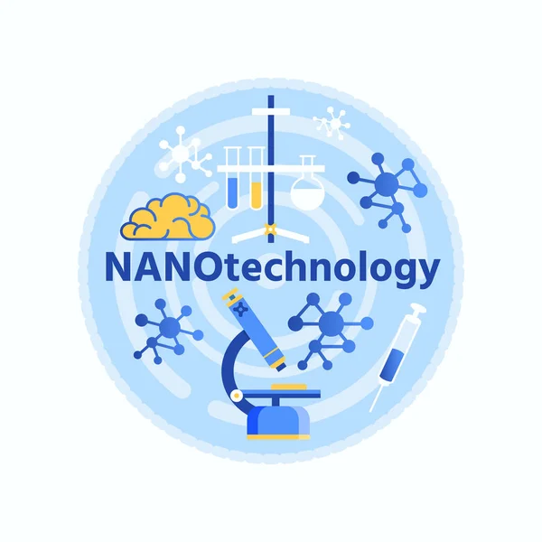 Bannière ronde de composition de lettrage de nanotechnologie — Image vectorielle