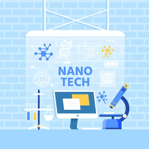 Nano Tech AD platt metafor banner i loft stil — Stock vektor