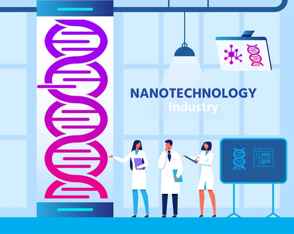 Nanotecnología Ingeniería Genética Laboratorio Plano — Vector de stock