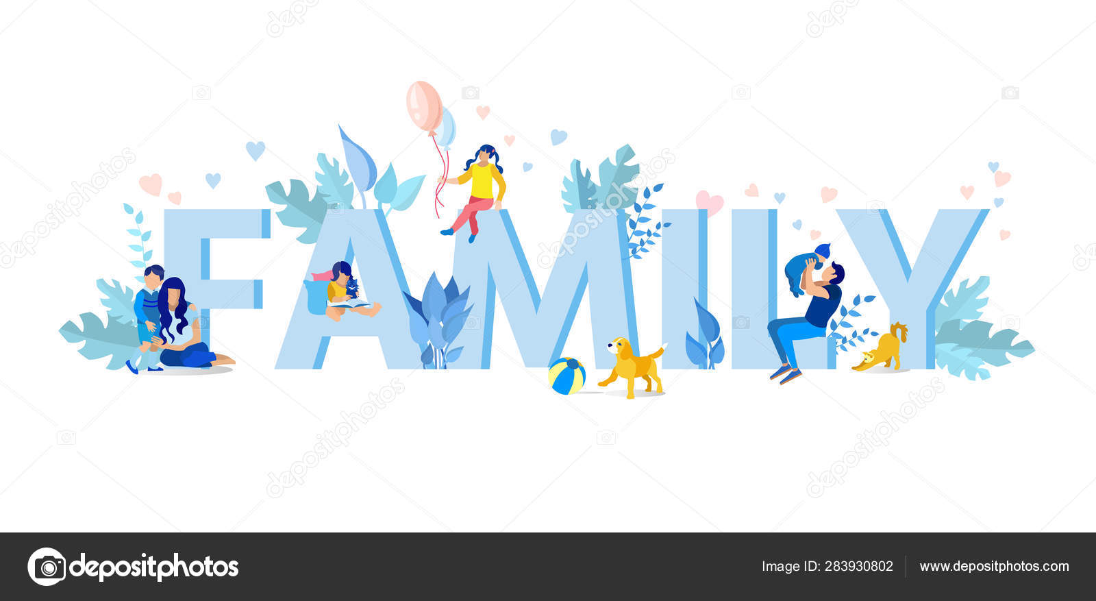 Family Letters with Small Family Members Figures Stock Vector Image by  ©.com #283930802