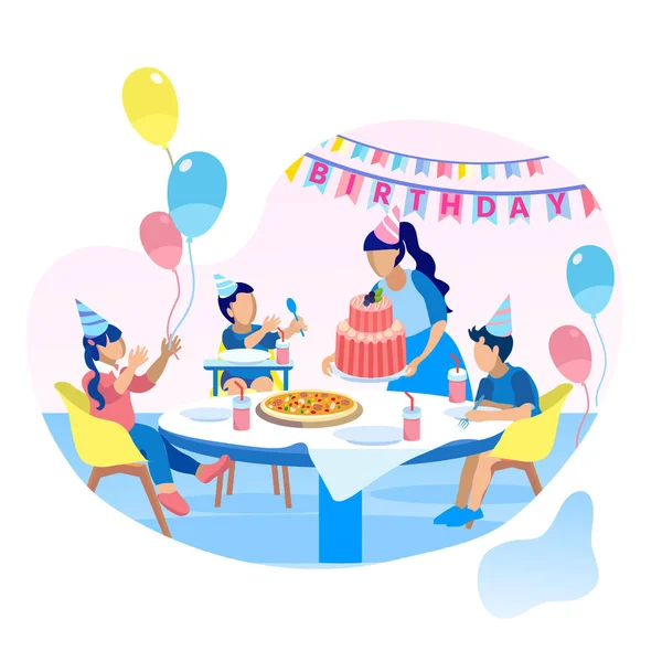 Familie feiert Geburtstag isoliert Illustration — Stockvektor
