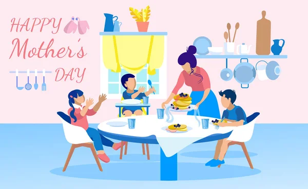 Feliz Dia das Mães Saudação Banner com a Família —  Vetores de Stock