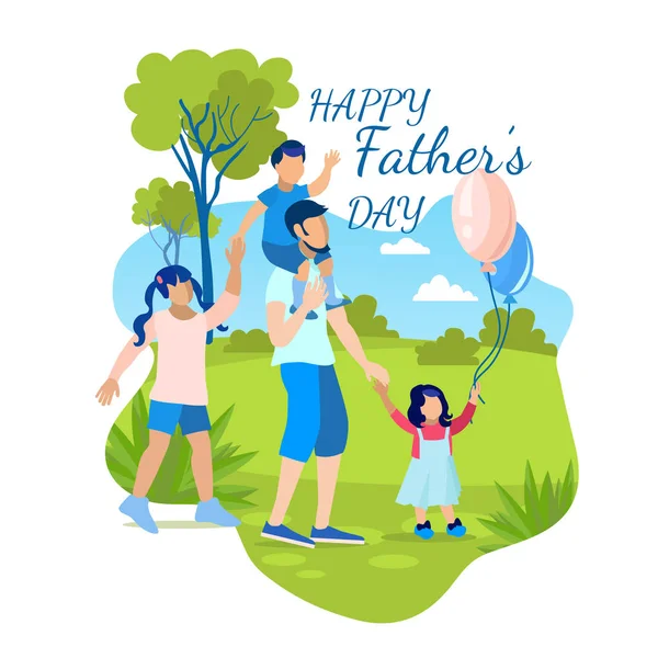 Biglietto di auguri con Lettering Happy Fathers Day — Vettoriale Stock