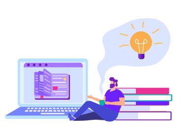 Elinde Kupalı Adam ön Monitör. Ders Online.