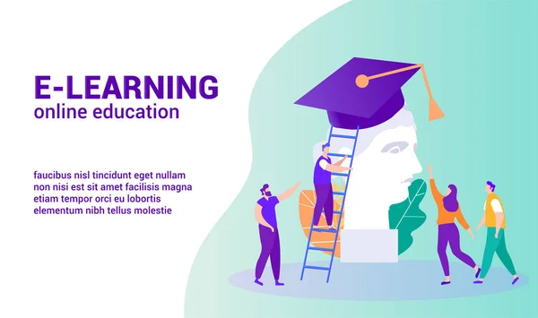 E-Learning online oktatás. Vektoros illusztráció. — Stock Vector