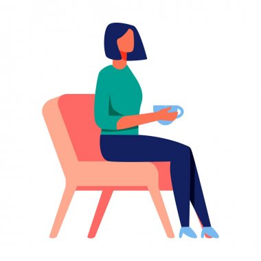 El Mavi fincan ile koyu saçlı kadın. Vektör