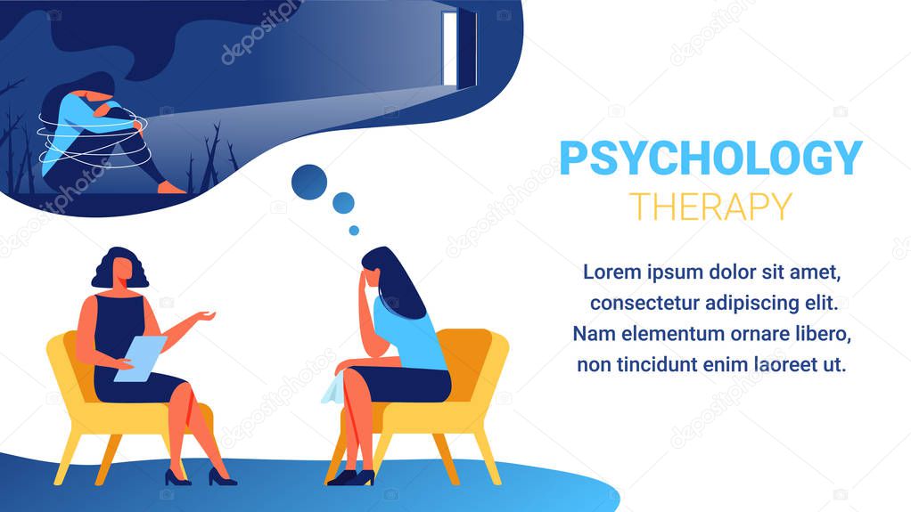 Psychologist near Woman with Handkerchief in Hand.