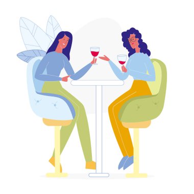 Kız Bar düz Illustration Içme