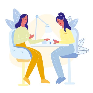 Ekspres manikür servis düz vektör Illüstrasyon