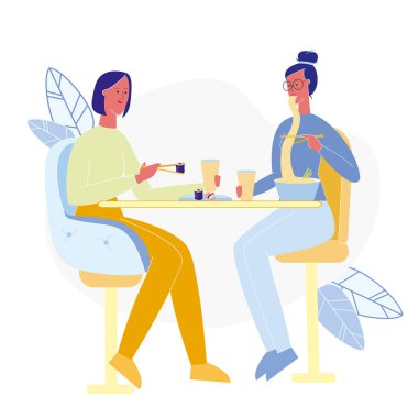 Sushi Bar kız düz vektör Illustration
