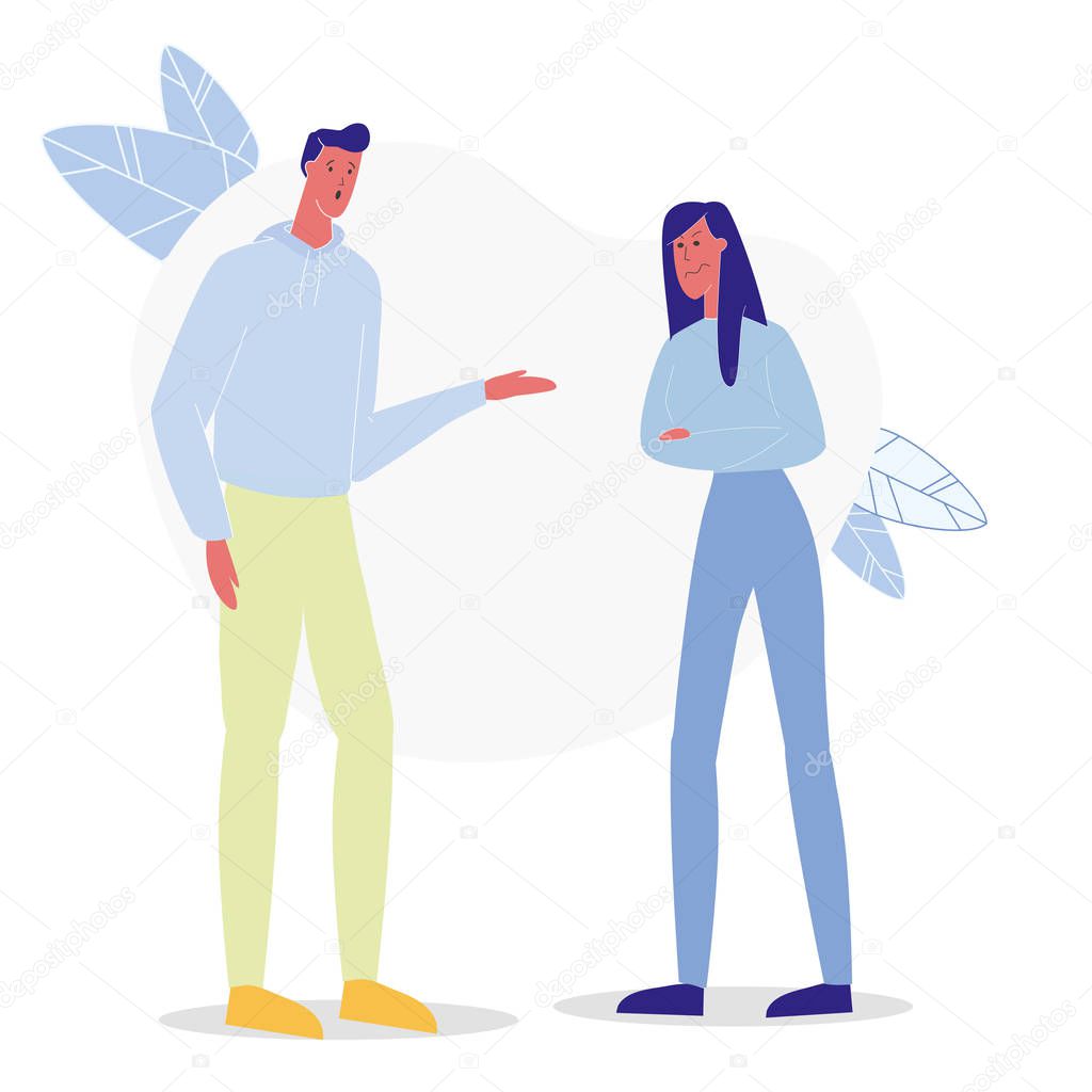 Boyfriend and Girlfriend Arguing Flat Illustration