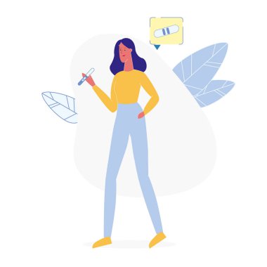 Lady Holding gebelik testi vektör Illüstrasyon